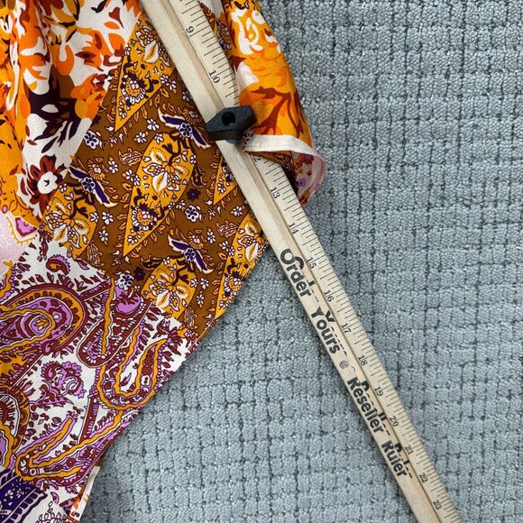 Aakaa Maxi Dress Womens Size S Multicolor Patchwork Kimono Sleeves V-Neck - Picture 8 of 8